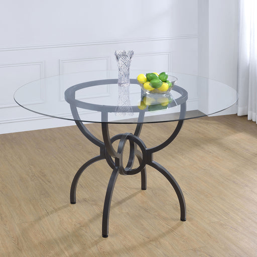 Aviano 48" Round Glass Top Dining Table Clear and Gunmetal image