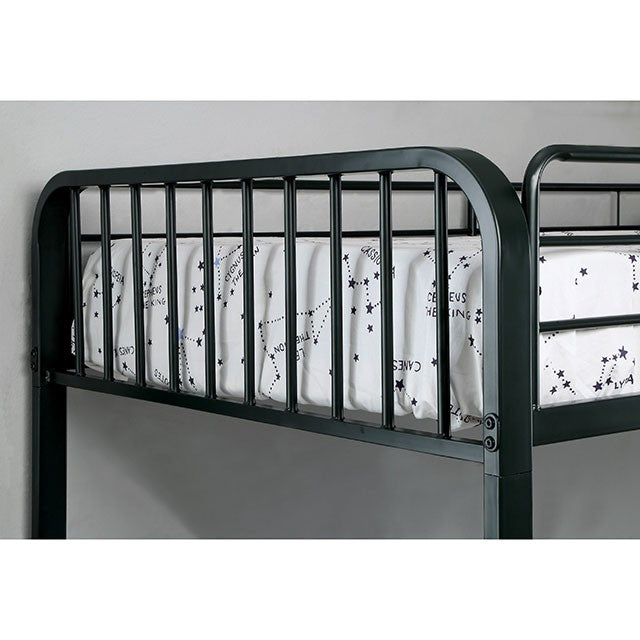 CLEMENT Black Metal Twin/Full Bunk Bed