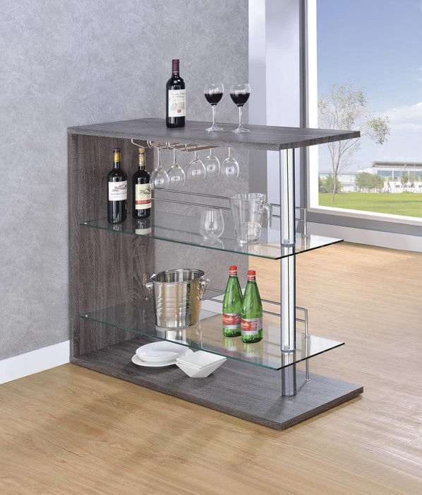 G100156 Two-Shelf Contemporary Weathered Grey Bar Table image