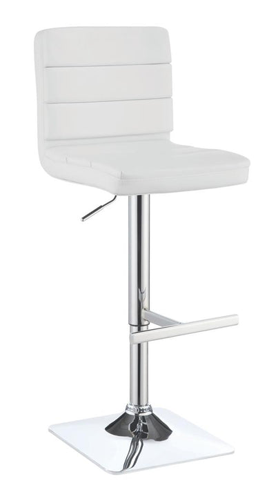 G120694 Contemporary Adjustable White Bar Stool with Chrome Finish image